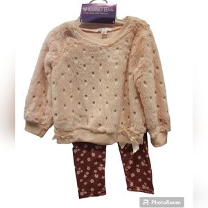 Nanette Girls Outfit Size 3T Pink Tunic Top & Legging Pants Set